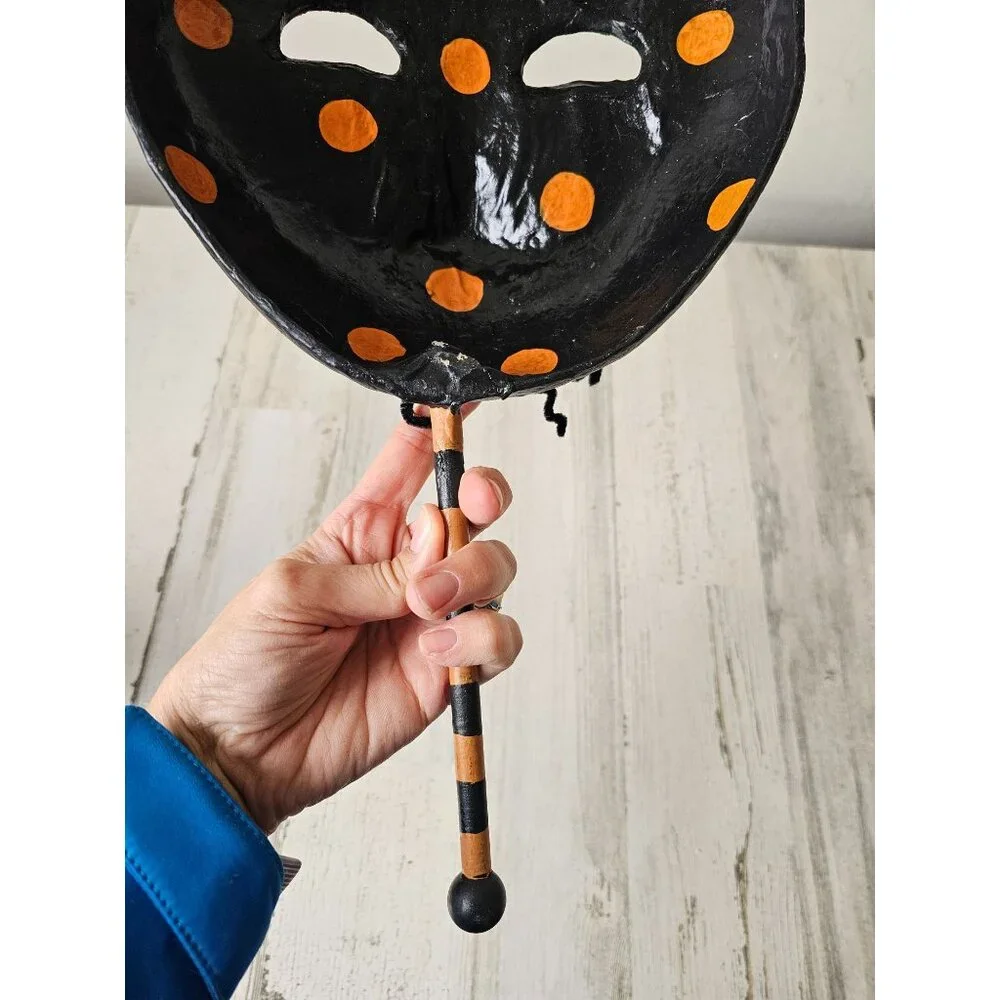Shabby chic cat mask‎ Halloween decor unique black glitter